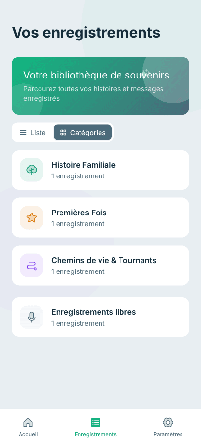 Recordings by category
